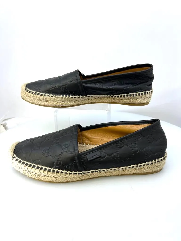 GUCCI GG MONOGRAM PILAR LEATHER ESPADRILLES