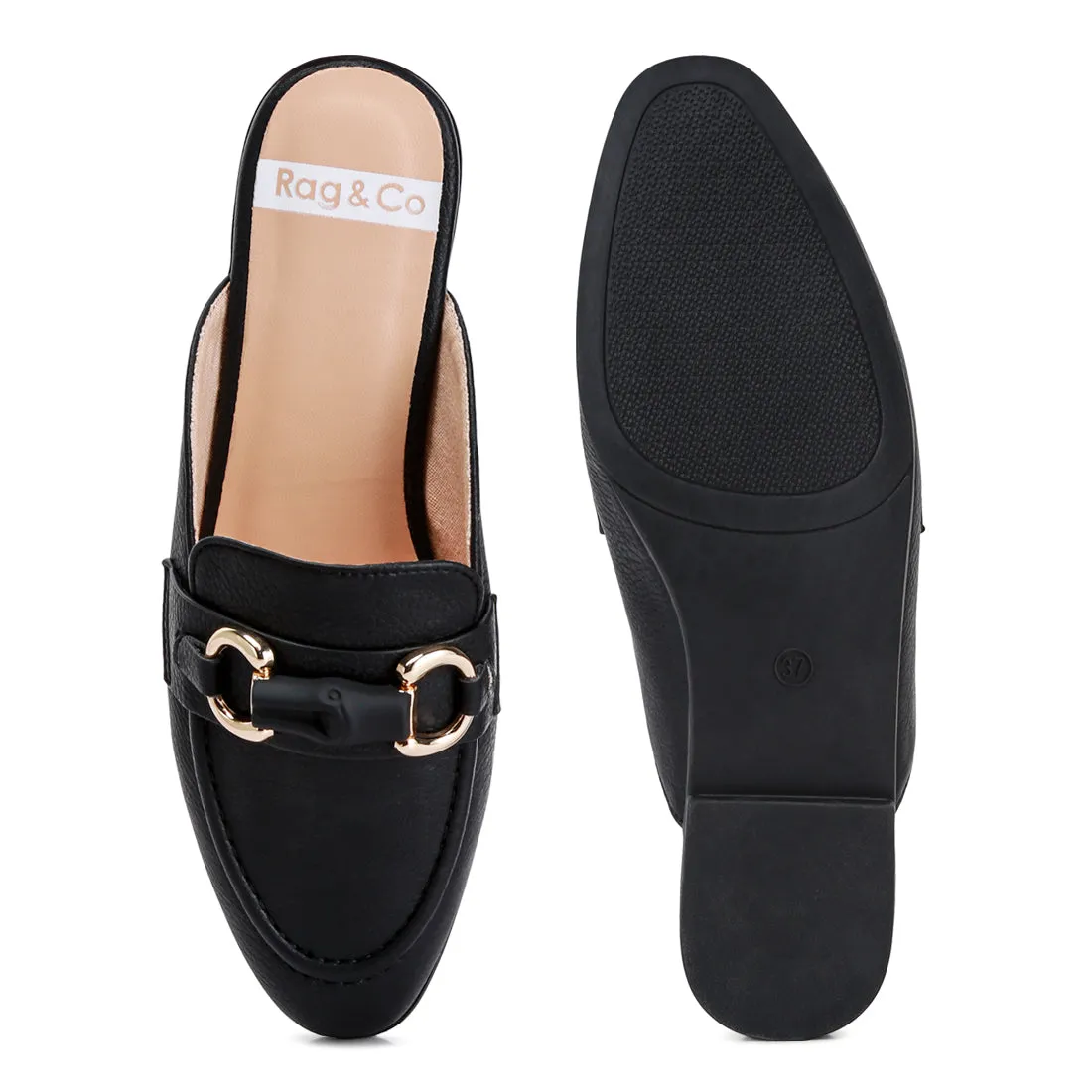 Horsebit Embellished Slip On Mules