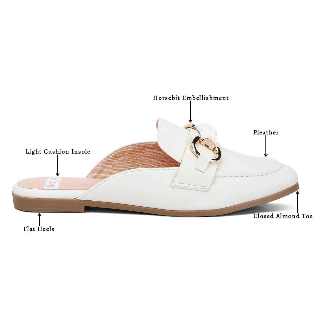 Horsebit Embellished Slip On Mules