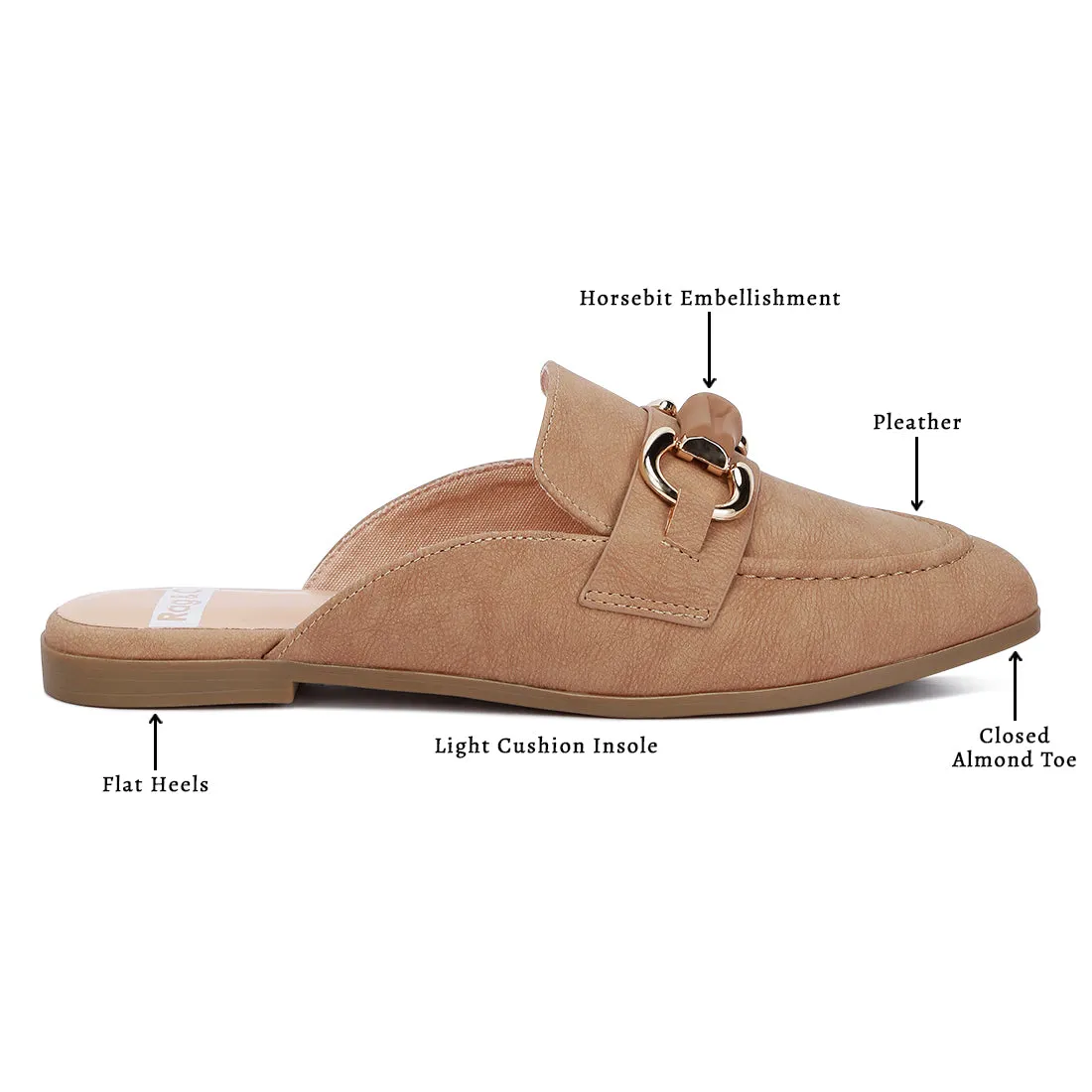 Horsebit Embellished Slip On Mules