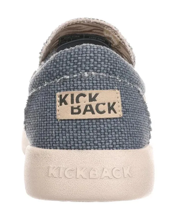Kickback Mens Don Juan Slip On Woven Canvas Shoes - Deep Navy