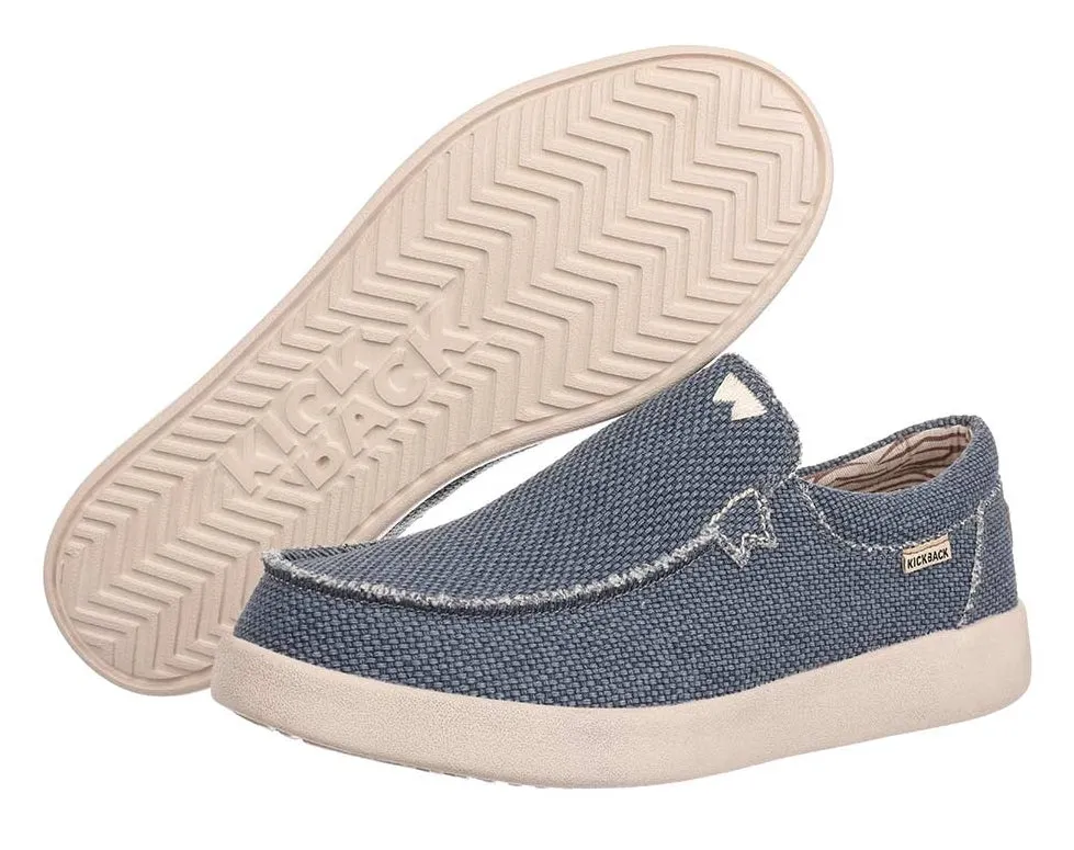 Kickback Mens Don Juan Slip On Woven Canvas Shoes - Deep Navy