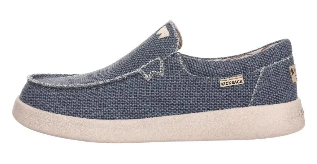 Kickback Mens Don Juan Slip On Woven Canvas Shoes - Deep Navy