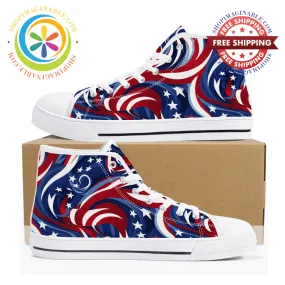 Let Freedom Ring! Ladies High Top Canvas Shoes