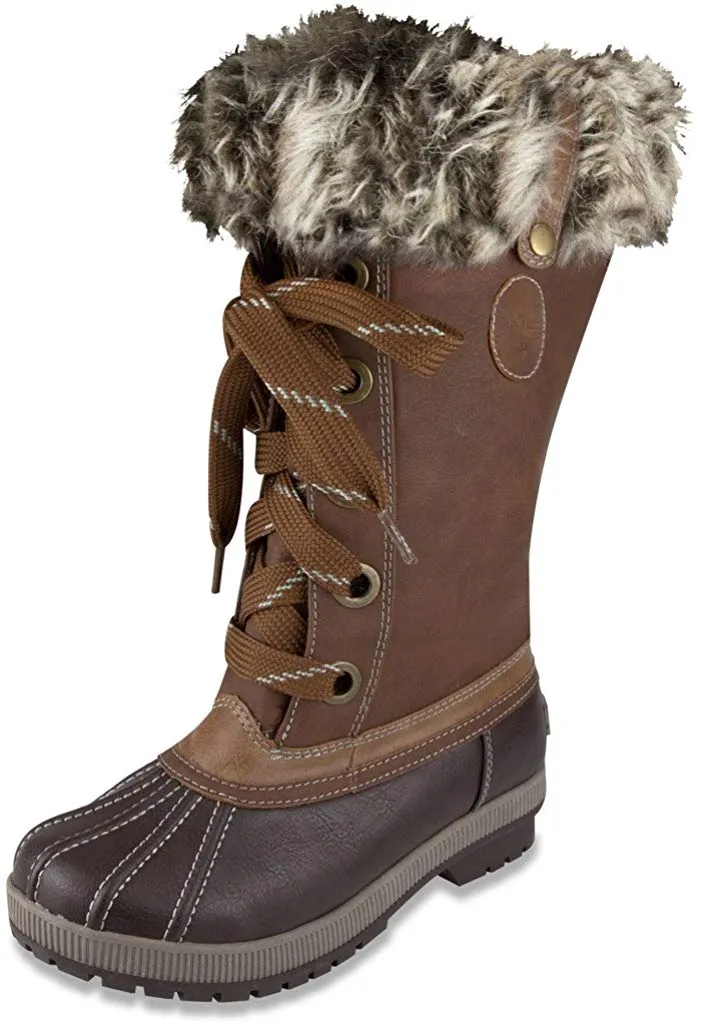 London Fog Womens Melton Cold Weather Waterproof Snow Boot