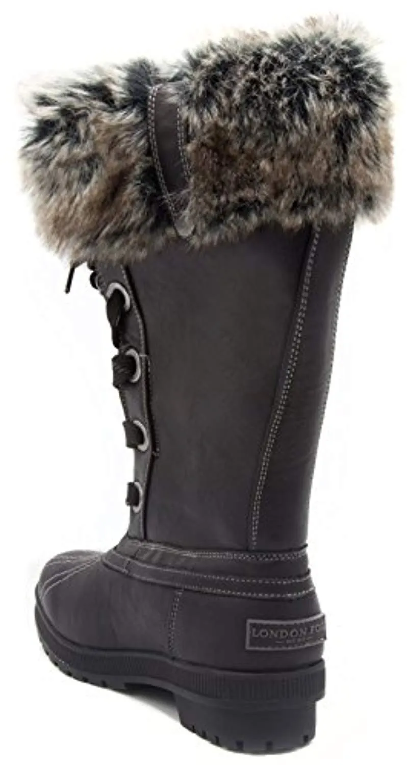 London Fog Womens Melton Cold Weather Waterproof Snow Boot
