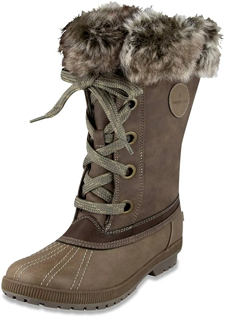 London Fog Womens Melton Cold Weather Waterproof Snow Boot