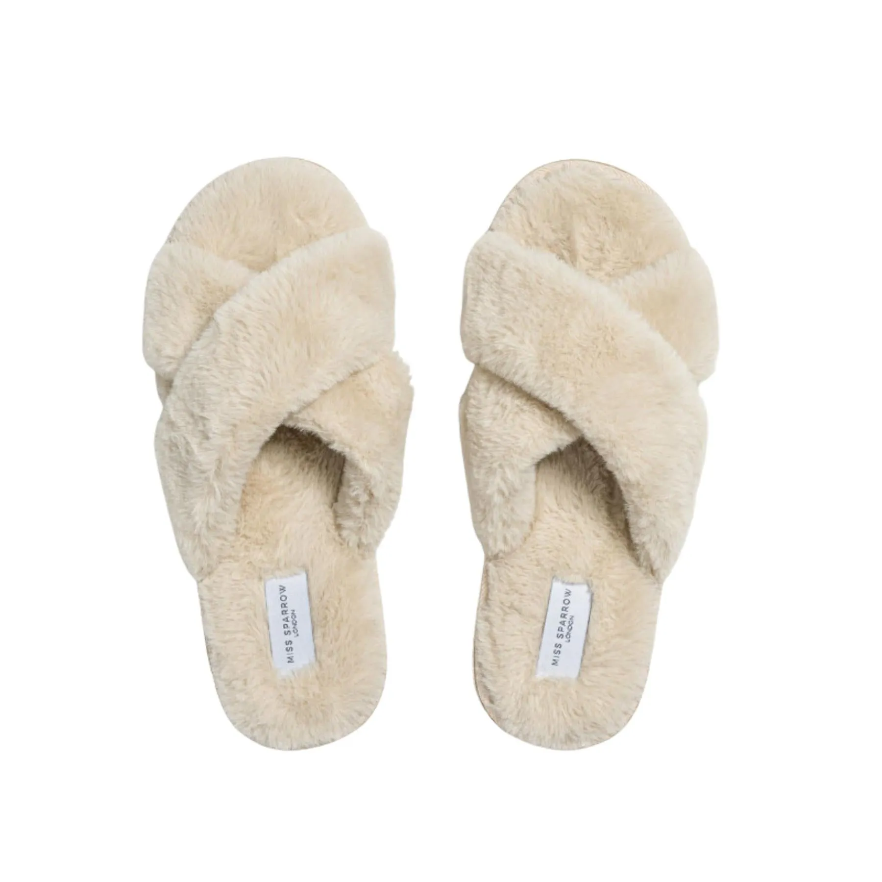 Miss Sparrow Faux Fur Cross Over Slippers