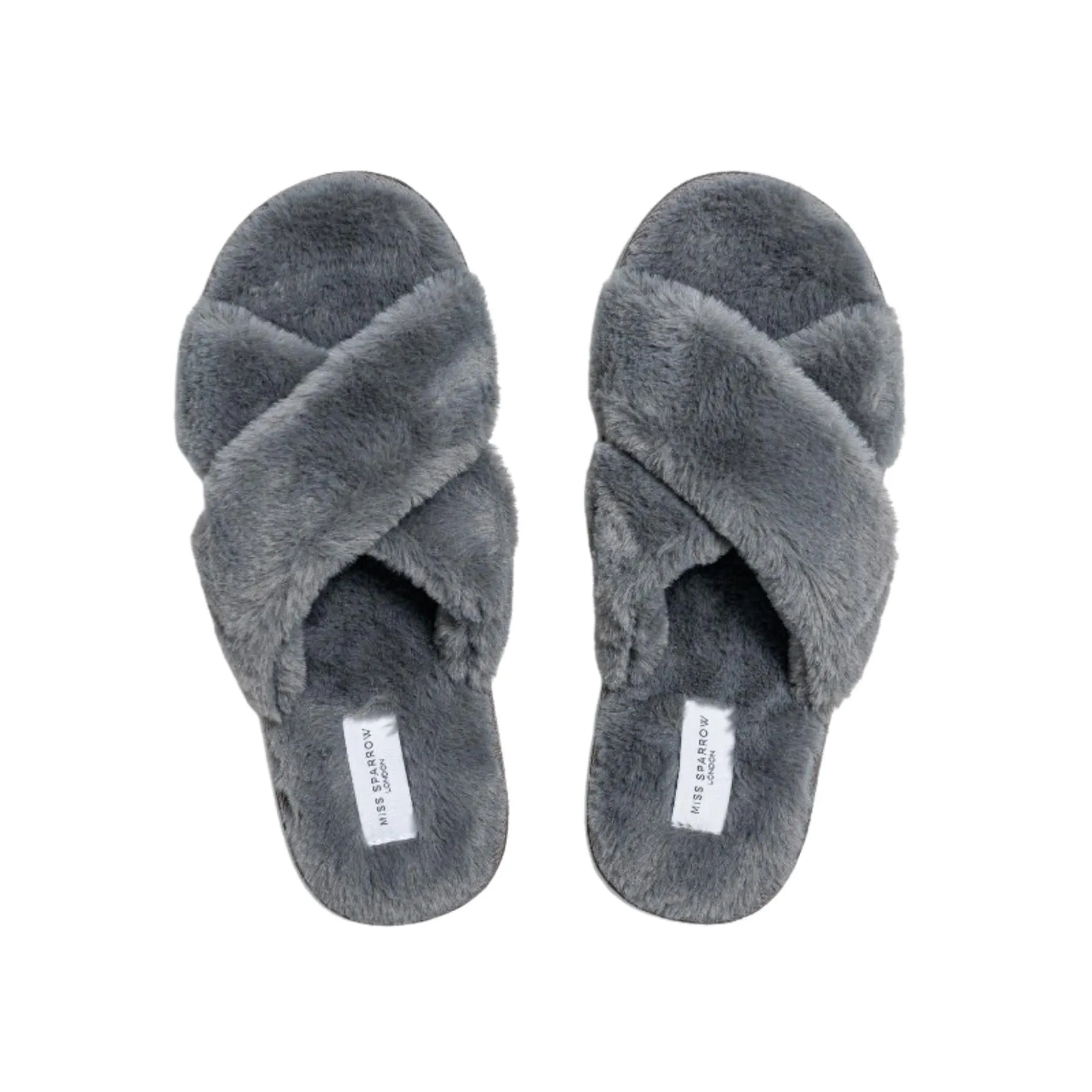 Miss Sparrow Faux Fur Cross Over Slippers
