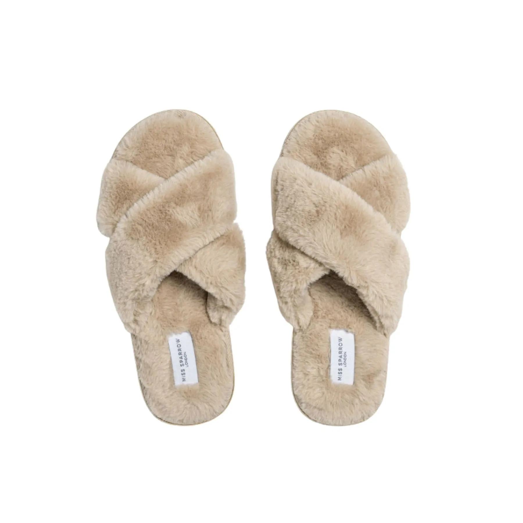Miss Sparrow Faux Fur Cross Over Slippers