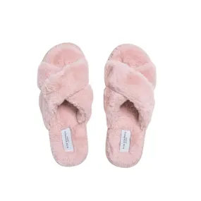 Miss Sparrow Faux Fur Cross Over Slippers