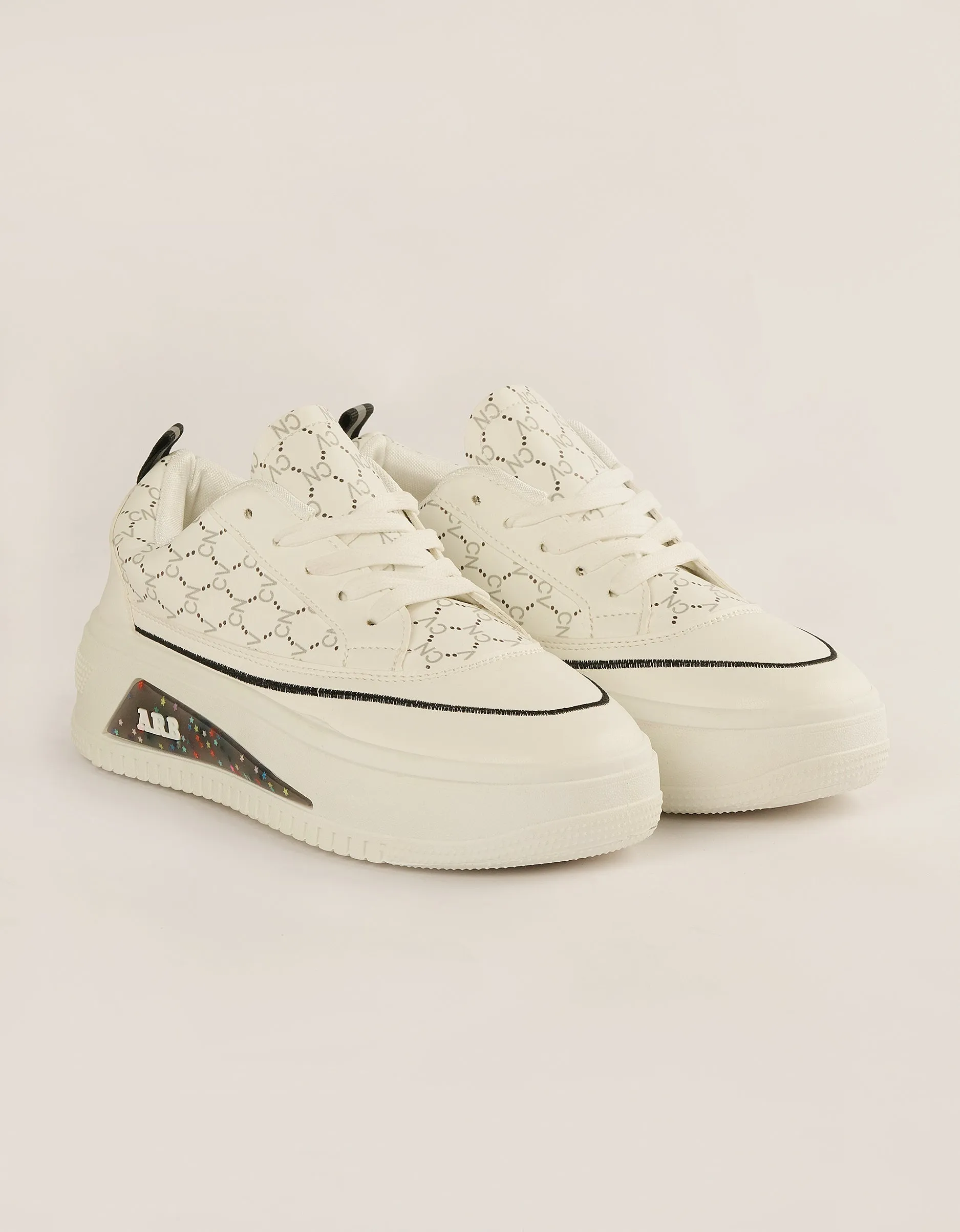 Monochrome Elegance Platform Sneakers