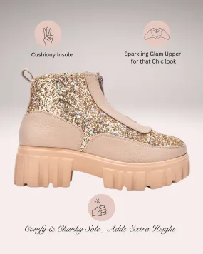 Nude Pink Bedazzled Boots