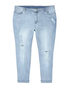 Oceana Rolled Hem Boyfriend with Destruction | Light Wash