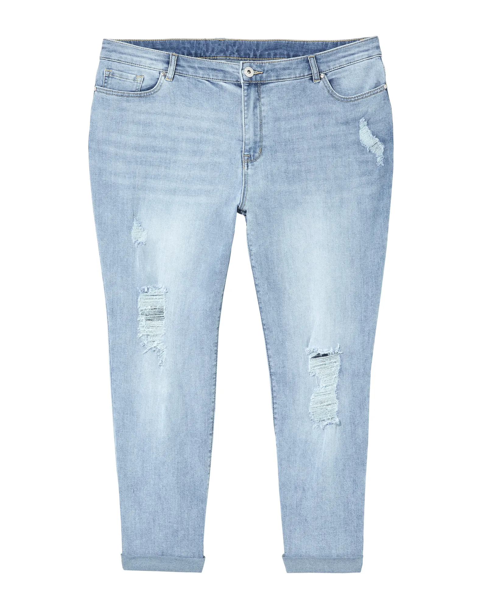 Oceana Rolled Hem Boyfriend with Destruction | Light Wash