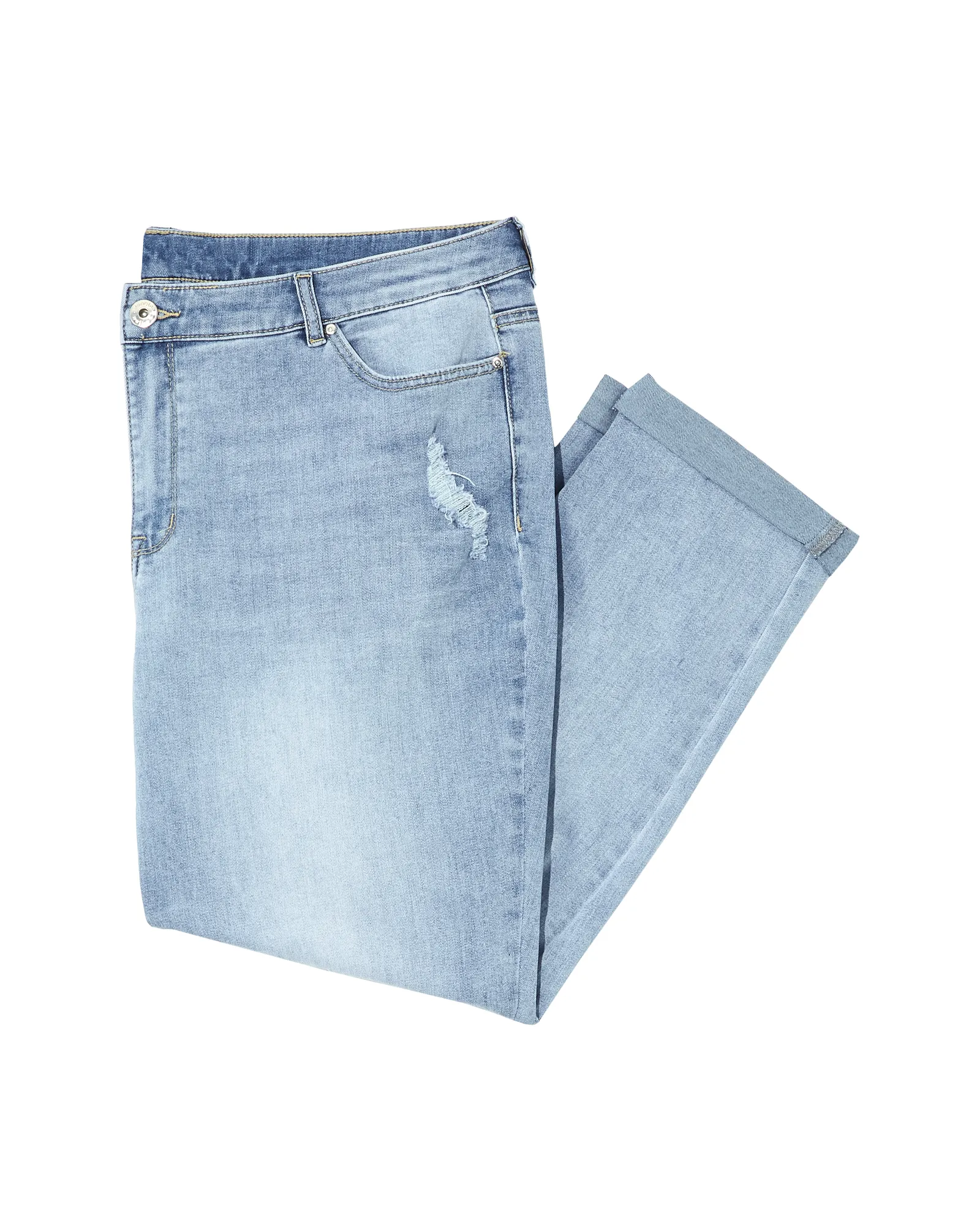 Oceana Rolled Hem Boyfriend with Destruction | Light Wash