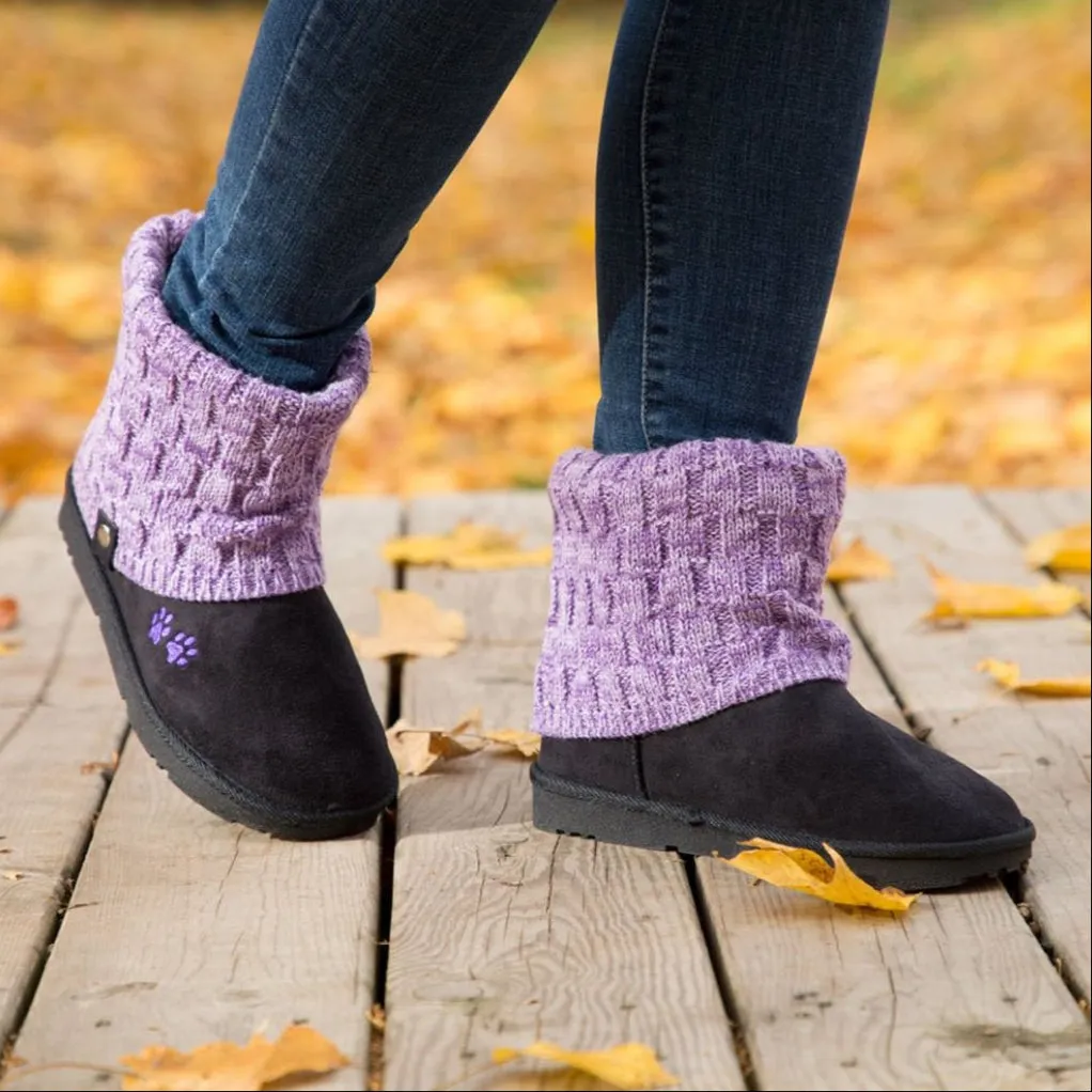 Paw Print Cozy Knitted Ankle Boots