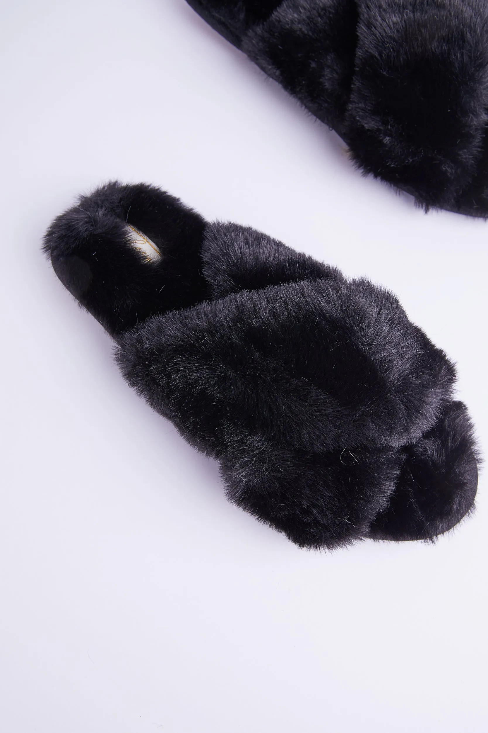 Personalised Luxury Fluffy Slippers - Black