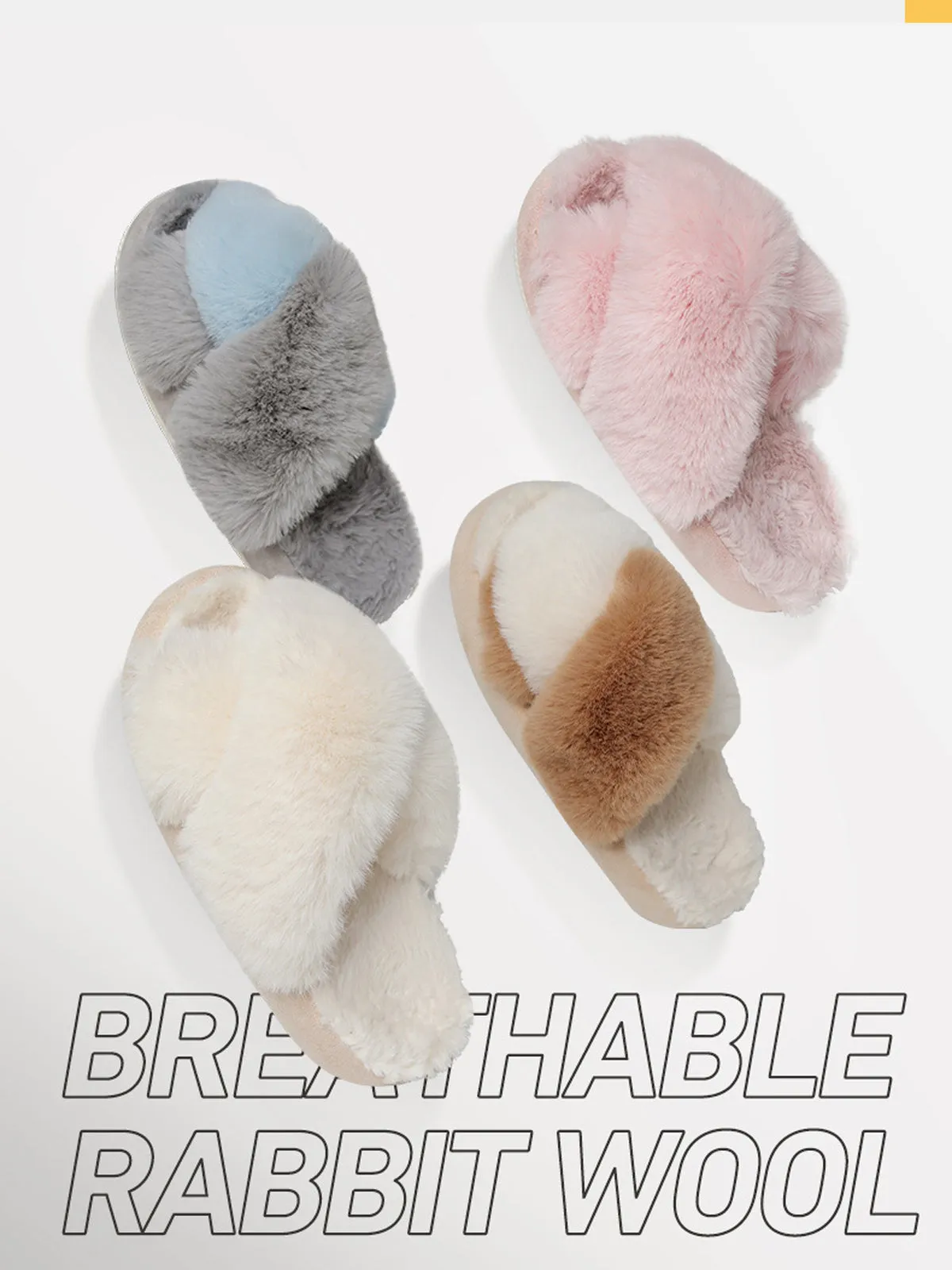 Plush Soft-soled Slippers - Blue
