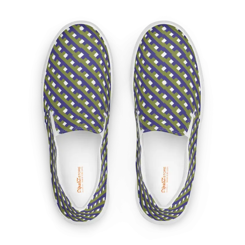 Purple Check Canvas Shoes Women Slip