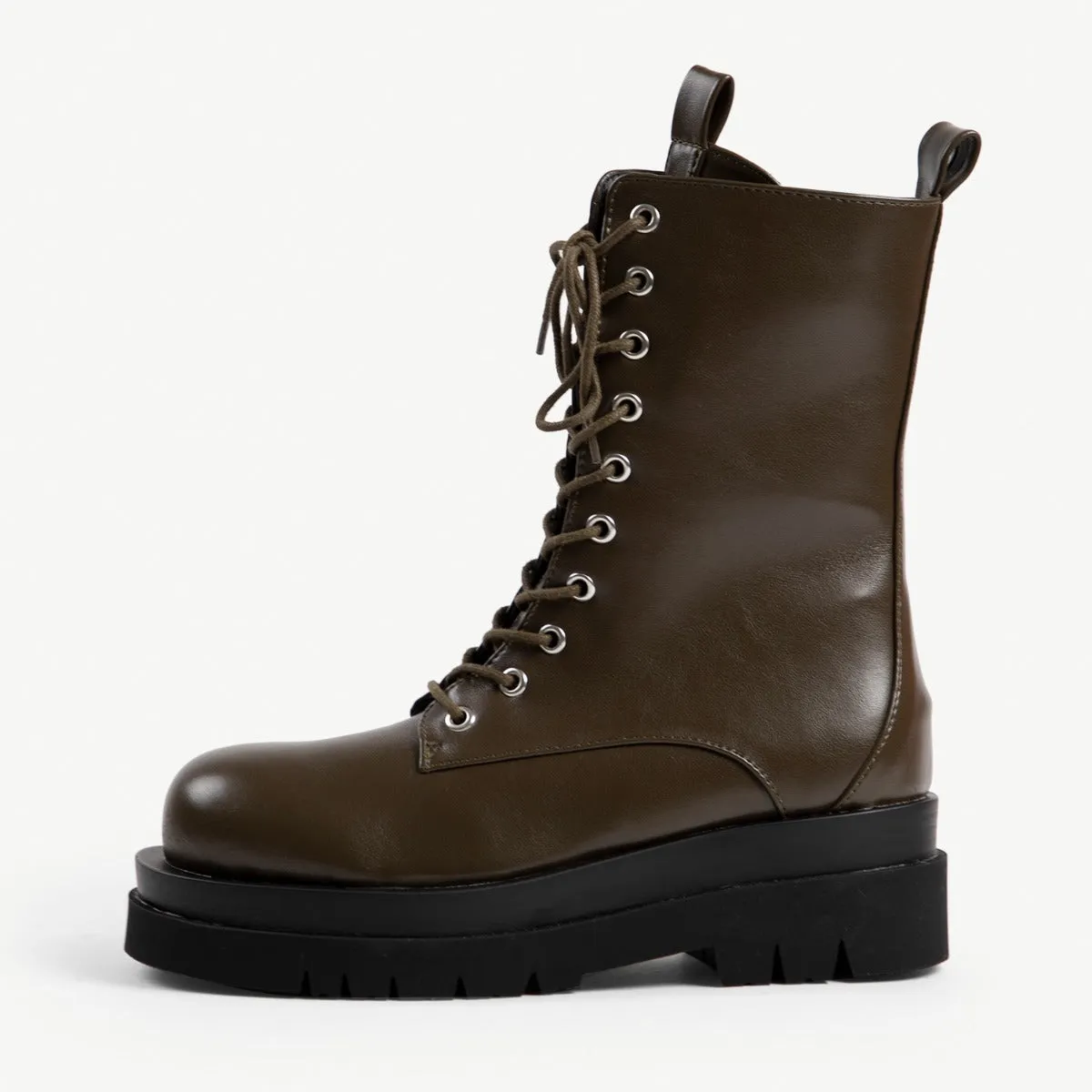RAID Dahlia Chunky Lace Up Boot in Khaki