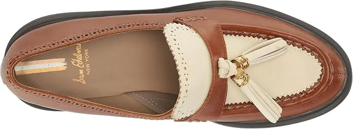 Sam Edelman Meela Luxe Cognac/Modern Ivory Slip On Rounded Toe Chunky Loafers