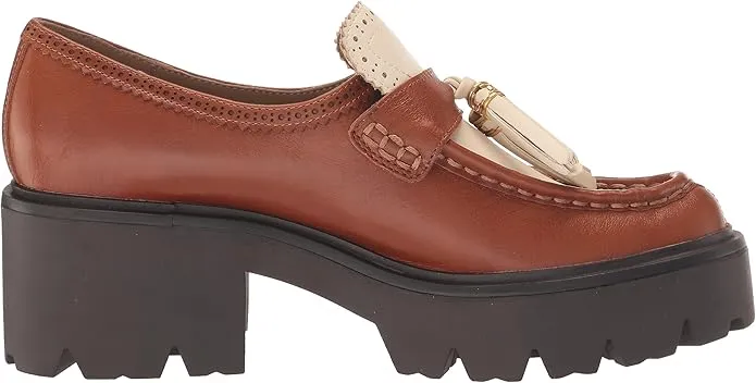 Sam Edelman Meela Luxe Cognac/Modern Ivory Slip On Rounded Toe Chunky Loafers