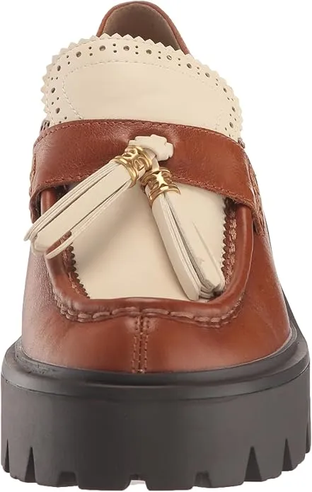 Sam Edelman Meela Luxe Cognac/Modern Ivory Slip On Rounded Toe Chunky Loafers