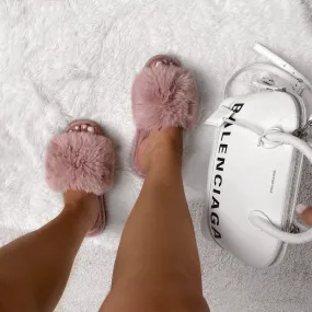 Sasha Fluffy Band Slipper in Pink