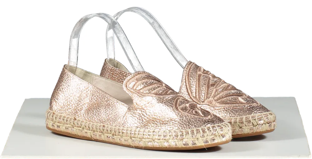 Sophia Webster Metallic Butterfly Embroidery Slip-on Espadrilles In Rose Gold UK 5 EU 38 👠