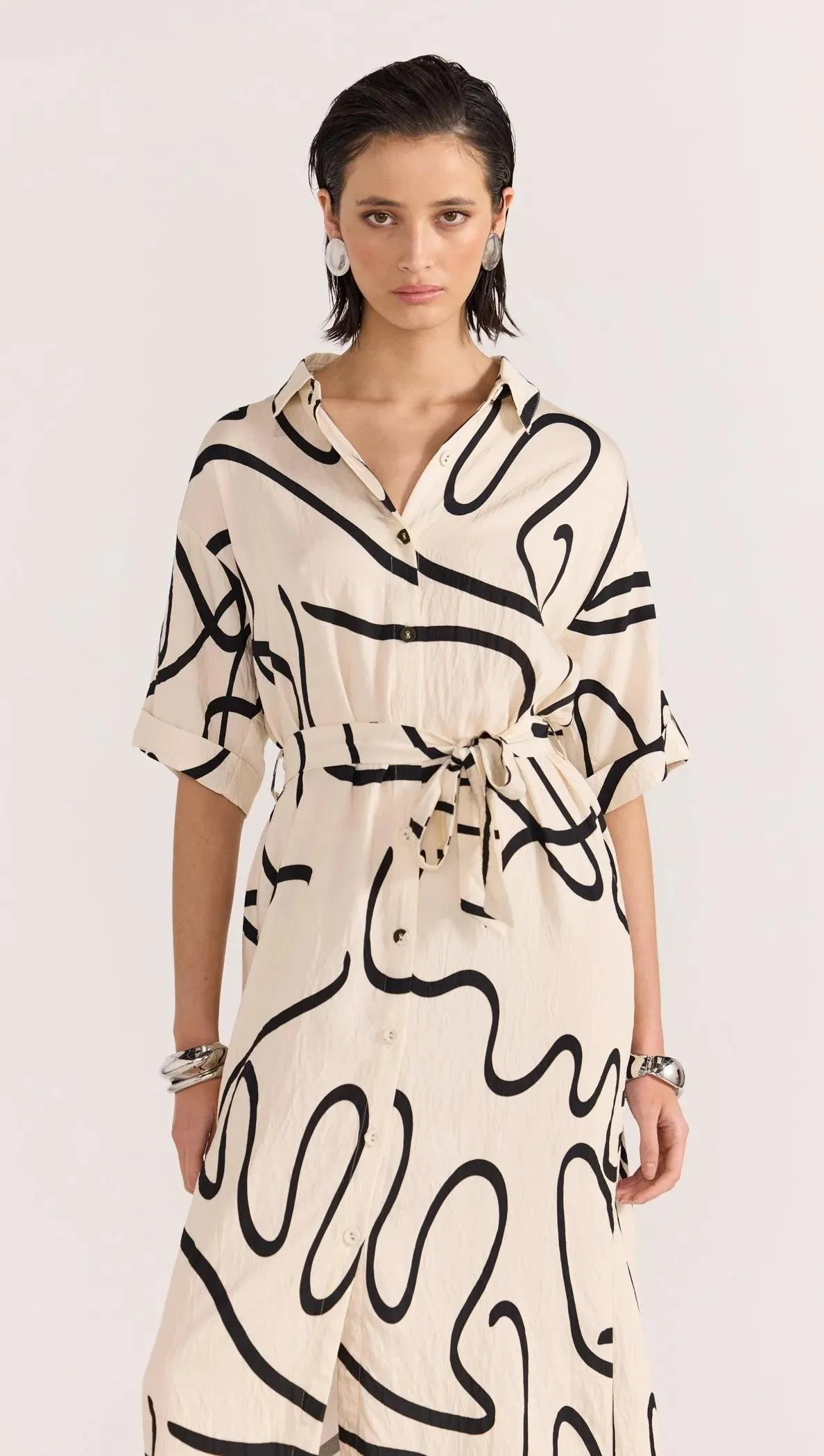 STAPLE THE LABEL ZENITH MIDI SHIRTDRESS