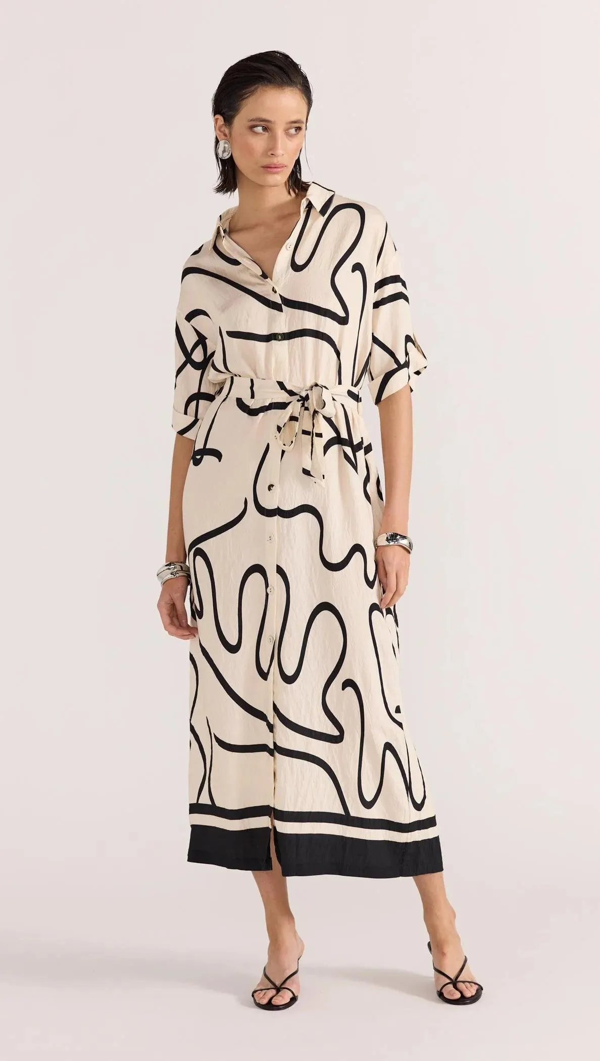 STAPLE THE LABEL ZENITH MIDI SHIRTDRESS