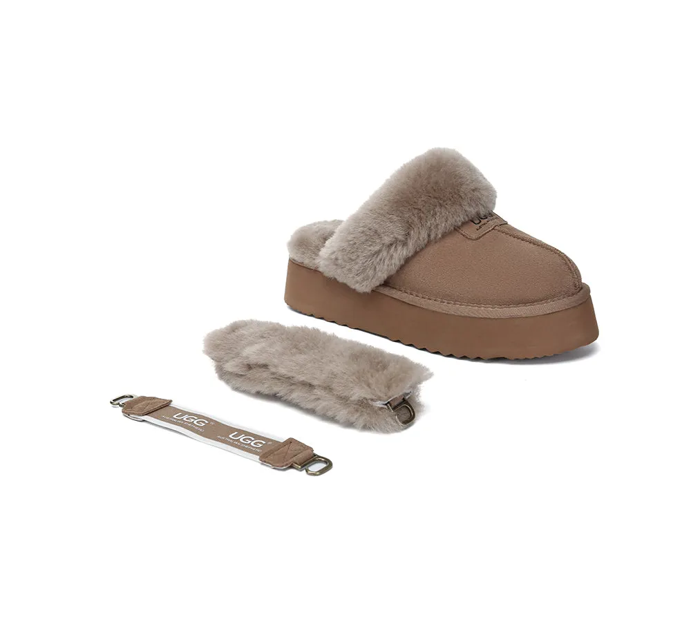 UGG Slippers Women Removable Wool Strap Slingback Platform Suzie
