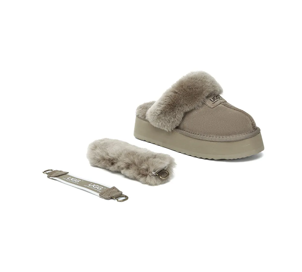 UGG Slippers Women Removable Wool Strap Slingback Platform Suzie