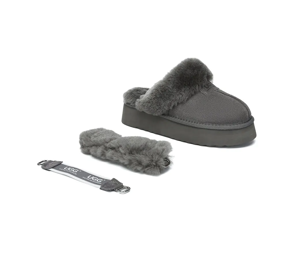 UGG Slippers Women Removable Wool Strap Slingback Platform Suzie