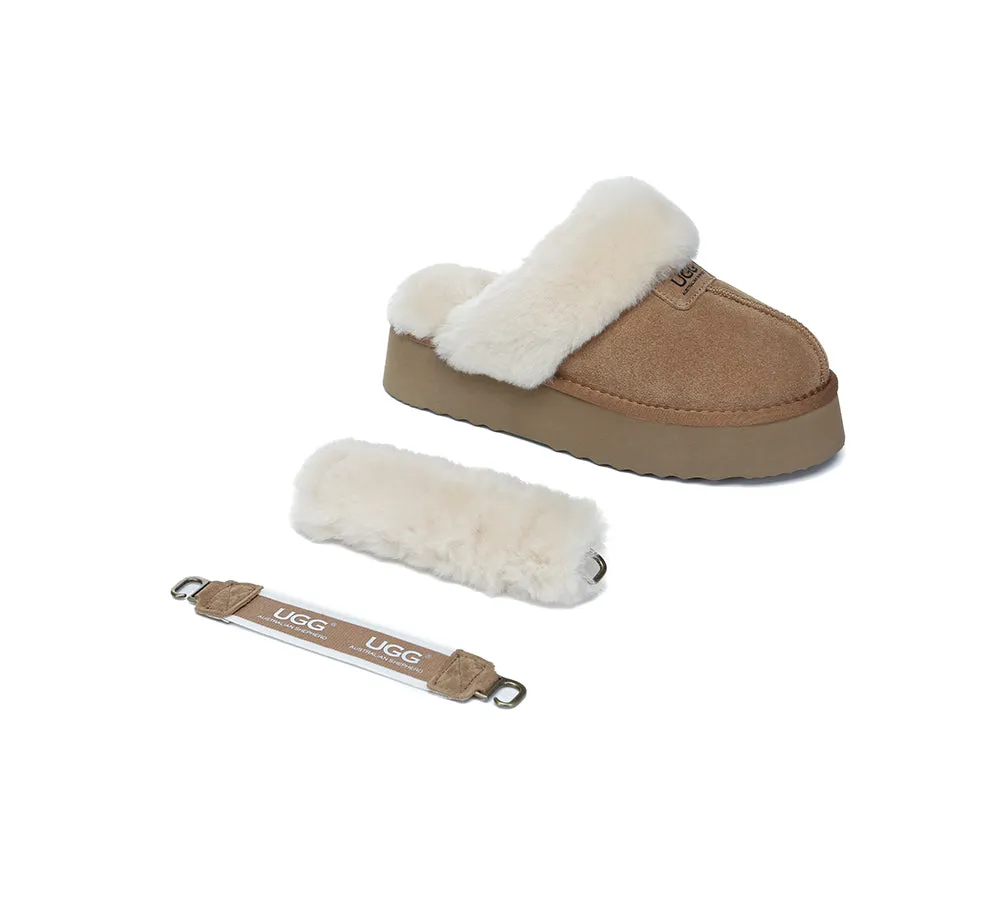 UGG Slippers Women Removable Wool Strap Slingback Platform Suzie