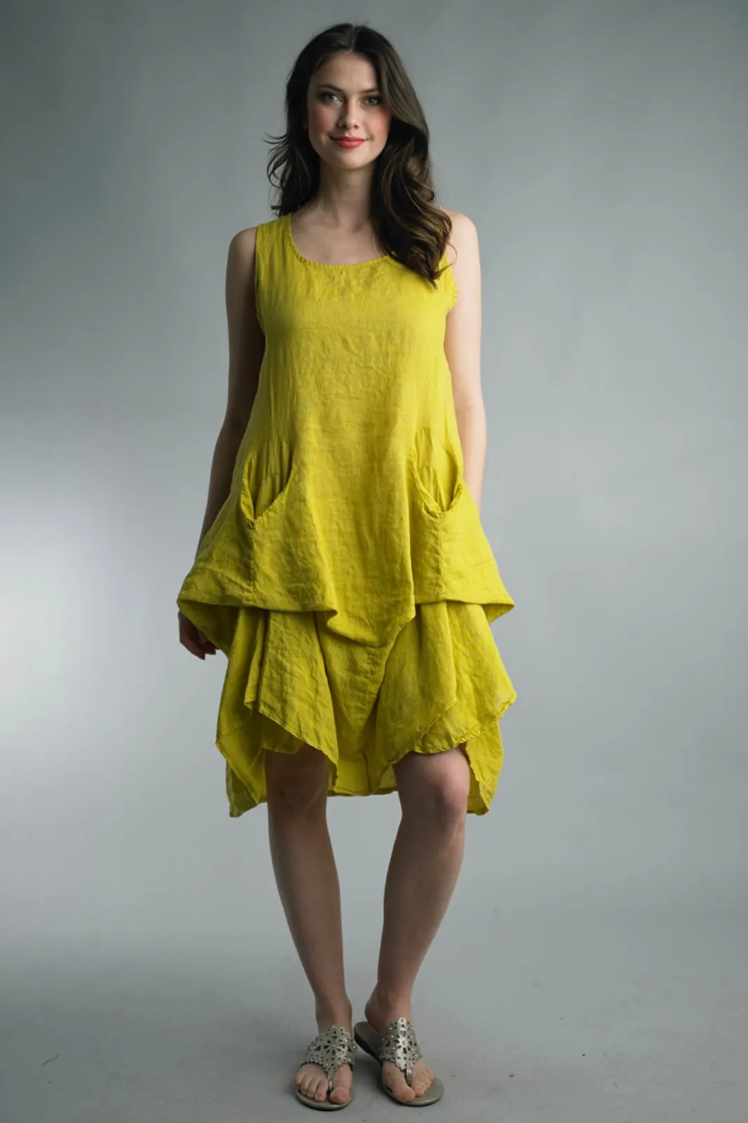 Unique Pocket Pickup Linen Dress