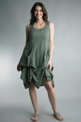 Unique Pocket Pickup Linen Dress