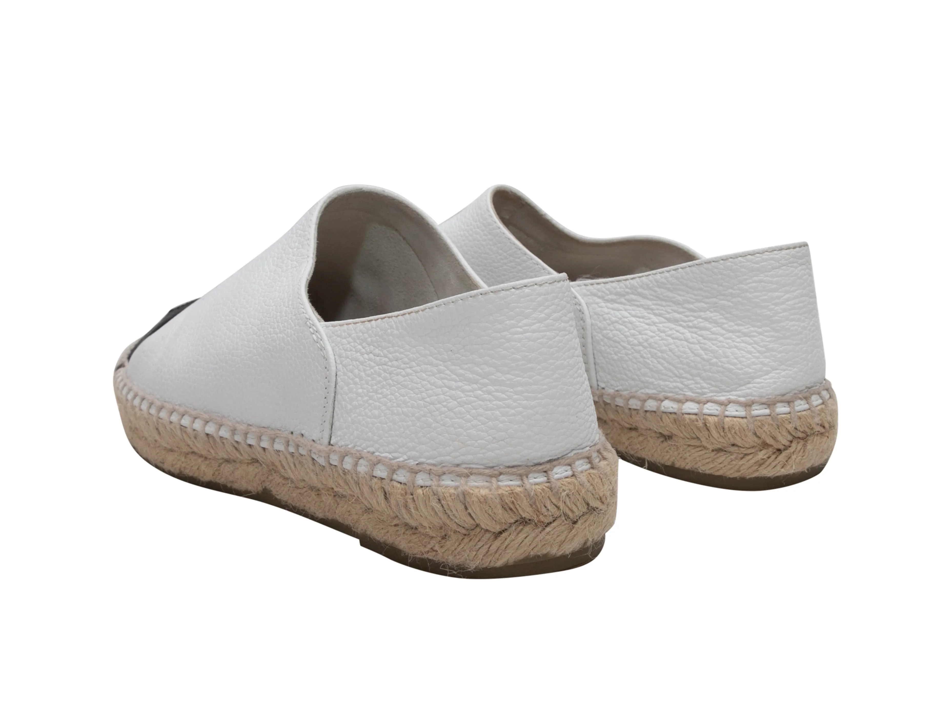 White & Black Chanel Cap-Toe Espadrille Flats Size 39