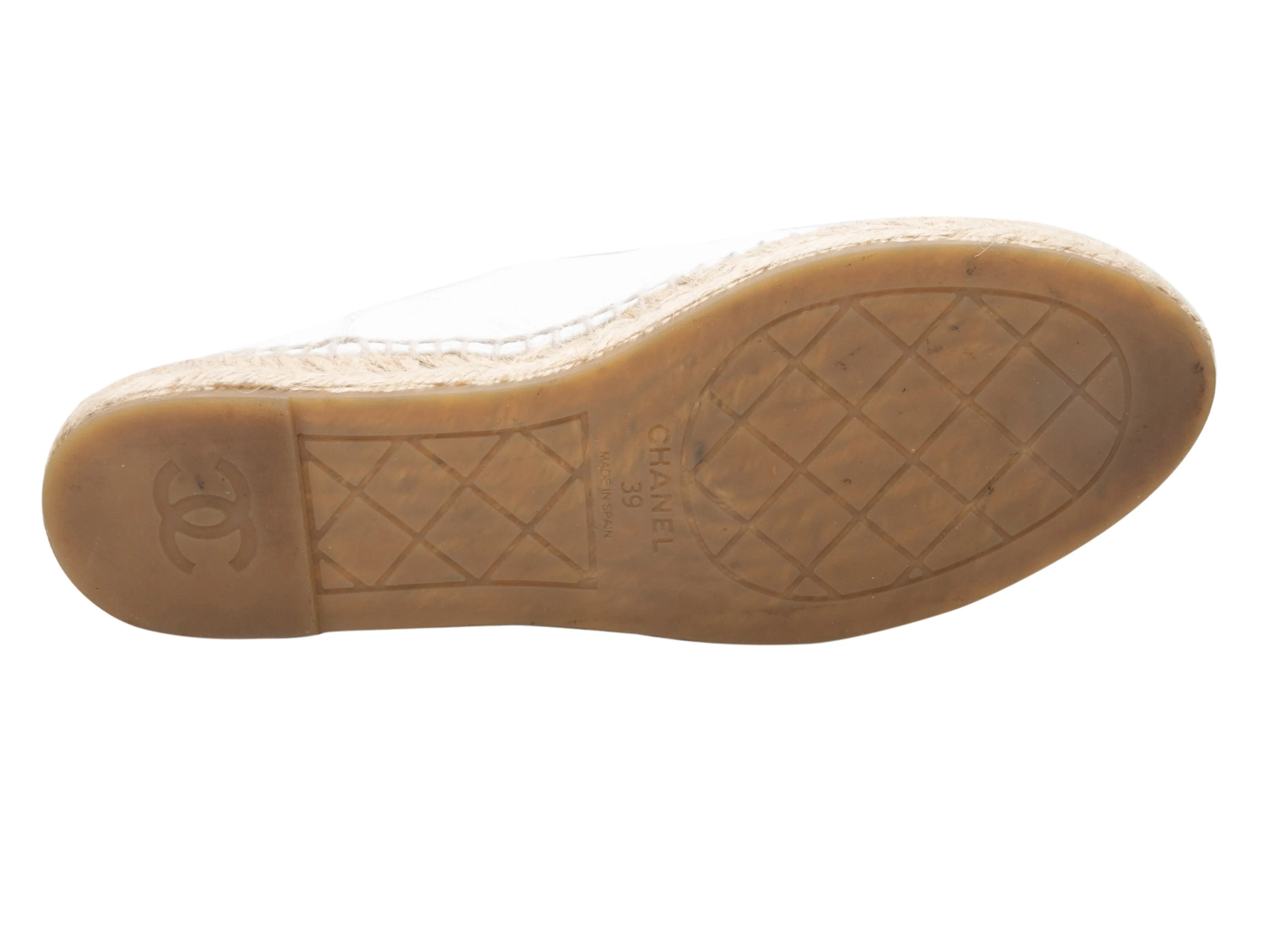 White & Black Chanel Cap-Toe Espadrille Flats Size 39