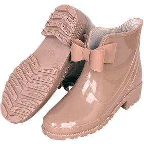 Women‘s fashion bowknot ankle high antiskid rain boots