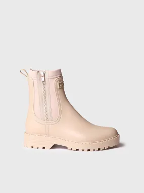 Women's Neoprene and Rubber rain Ankle boot in Beige - CLAIS