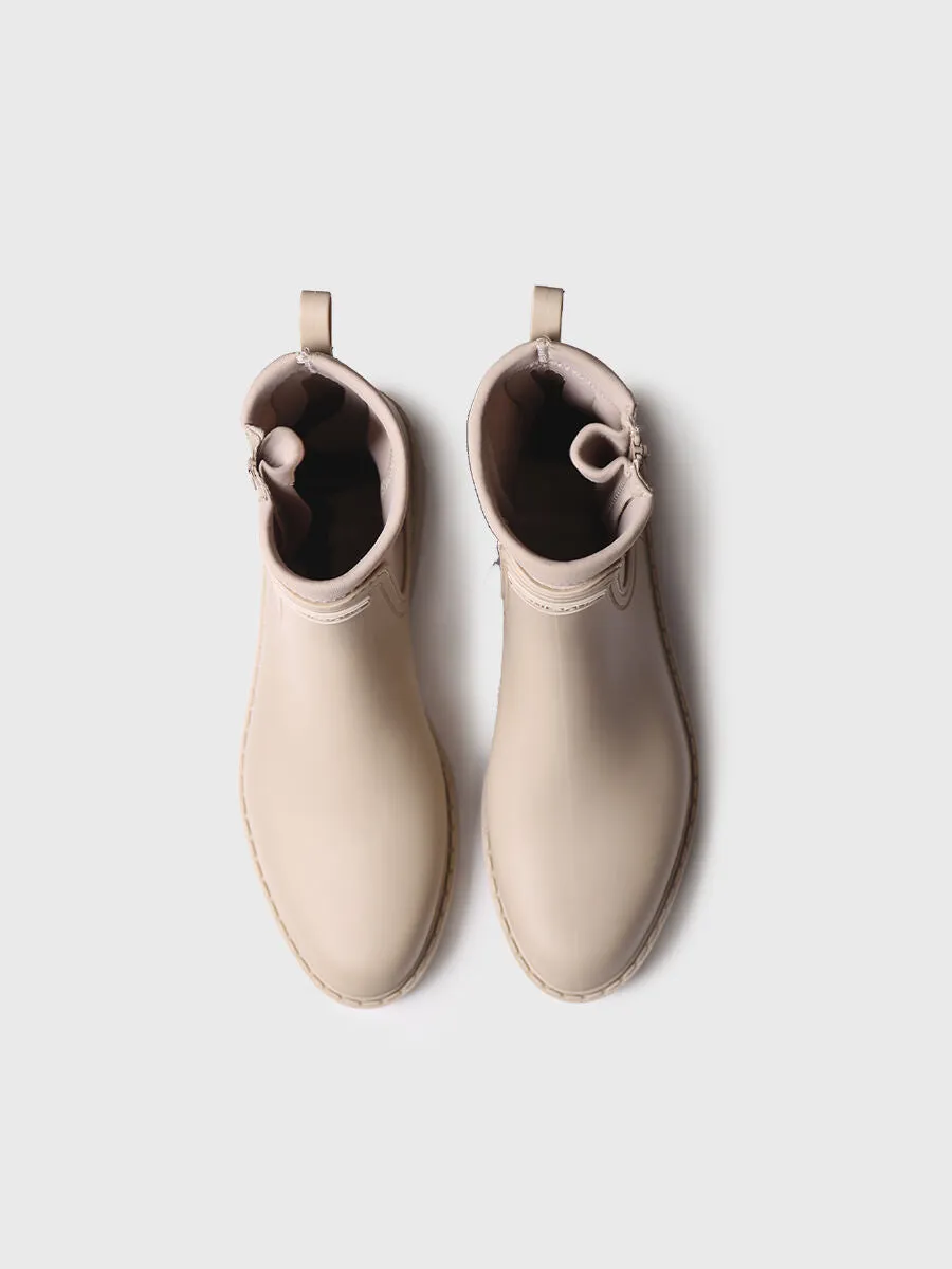 Women's Neoprene and Rubber rain Ankle boot in Beige - CLAIS