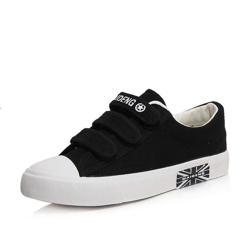 xakxx Large Wholesale Low-Top Velcro Women's Canvas Shoes Flat Solid Color Student Shoes Couple Union Flag Fashionable Ladies Shoes