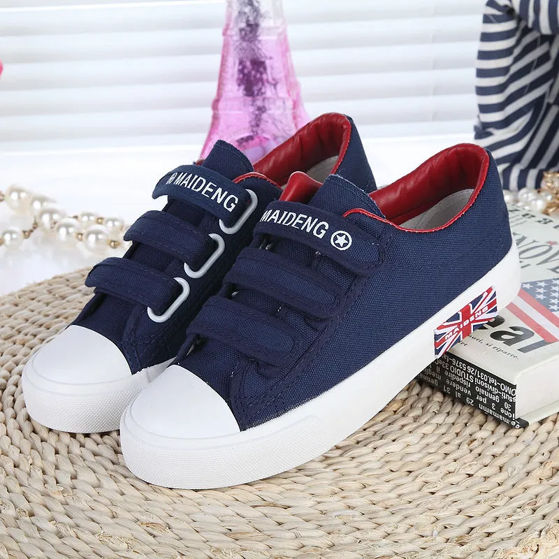 xakxx Large Wholesale Low-Top Velcro Women's Canvas Shoes Flat Solid Color Student Shoes Couple Union Flag Fashionable Ladies Shoes