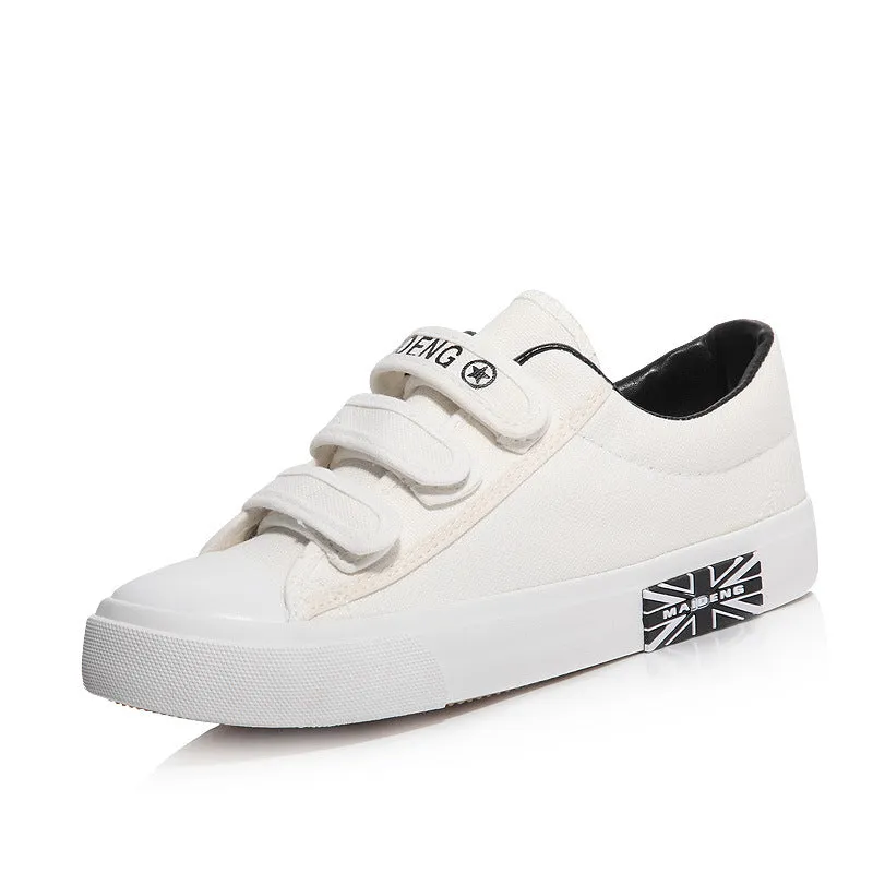 xakxx Large Wholesale Low-Top Velcro Women's Canvas Shoes Flat Solid Color Student Shoes Couple Union Flag Fashionable Ladies Shoes